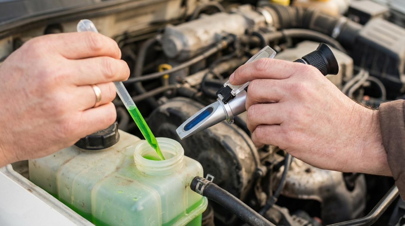 Hűtőfolyadék mintavétel az autó tartályából