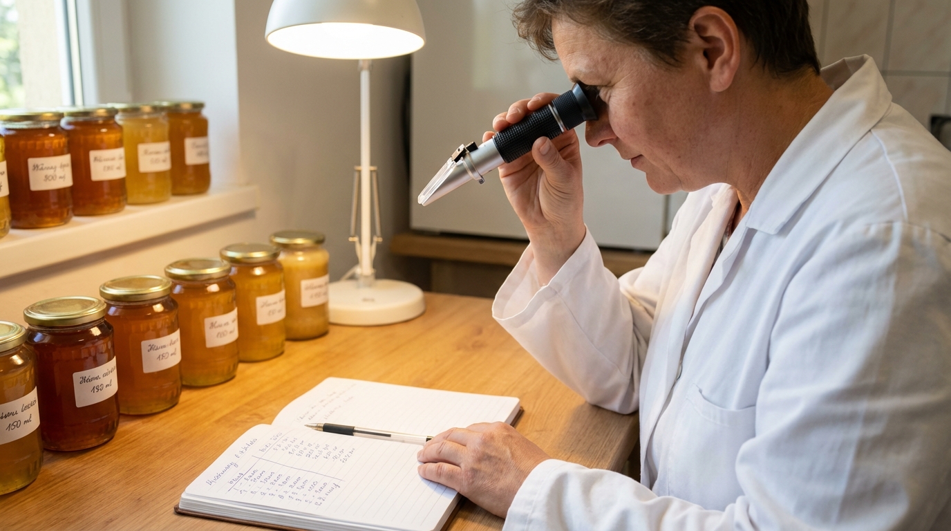 Méz víztartalom mérése a feldolgozóban