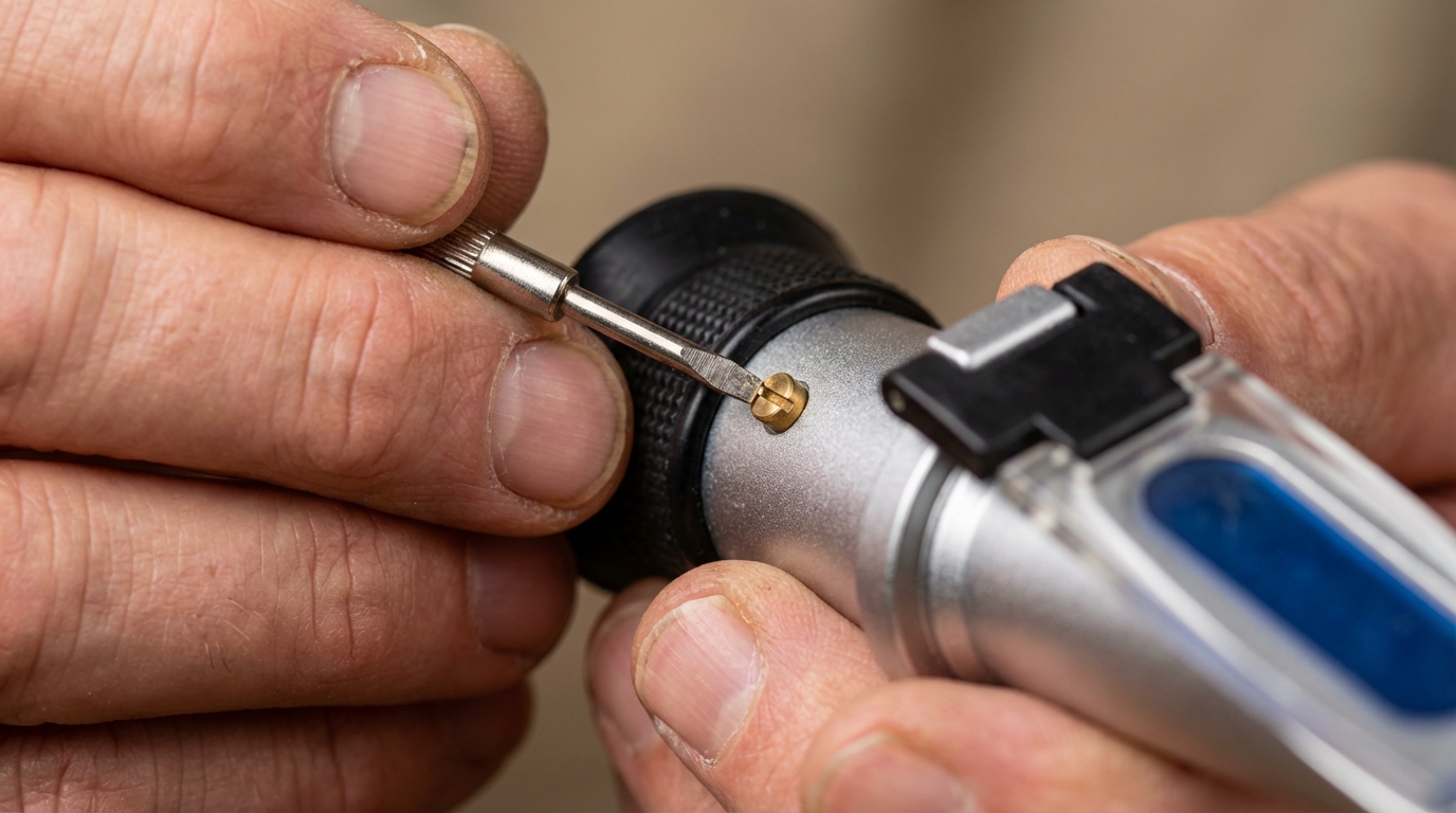 A kalibrációs csavar állítása a refraktométeren