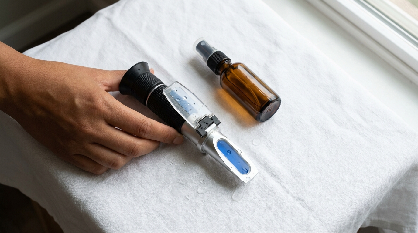 Refraktométer tisztítása kalibrálás után